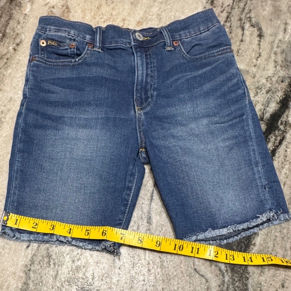 Polo Ralph Lauren Denim Shorts Kids Size 12 Blue Raw Hem Classic Preppy Casual - Picture 7 of 14